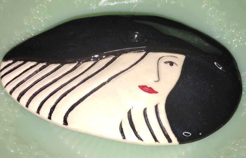 Artisan Ceramic Art Deco Lady Bolo Tie Slide – Oversized Statement Piece - Picture 1 of 2